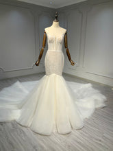 Ostty Sheer Corset Mermaid Wedding Dress with Tulle Train OST-MS030-25 (Wholesale)